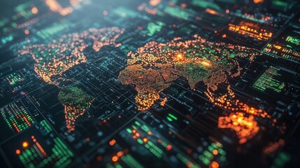 Global Data Visualization in Digital Network with Map Overview