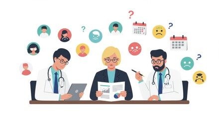 Medical Professionals Analyzing Patient Data and Feedback for Enhanced Care