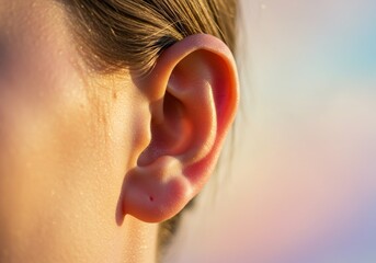 Human Ear Close Up Detail with Soft Light and Pastel Colors