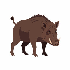 Fototapeta premium Brown Wild Boar Vector Illustration Animal Cartoon Artwork