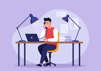 Focused Telecommuting Professional Working at a Desk with Laptop