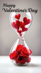 Valentine's Day Romance: Hourglass with Falling Hearts
Concept: Love, romance, time for love