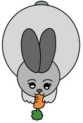 A rabbit eating carrots