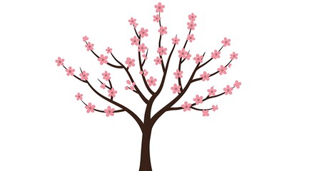 Tree with Pink Blossoms Illustration