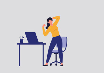 Woman Stretching at Desk Breaks Up Sedentary Work