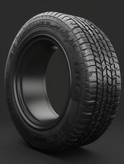 Tire isolated on transparent background D render tread detail studio lighting .