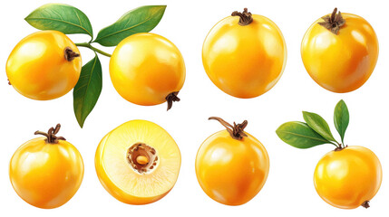 Obraz premium Captivating Arrangement of Fresh Loquat Fruits on Transparent Background
