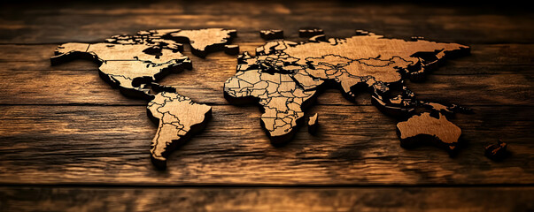 Wooden World Map Illustration