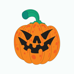 Isolated freaky pumpkin character in hand drawn lowbrow Halloween style. Perfect for dark themed design projects, t-shirts, posters, stickers, and seasonal horror artworks. Bold and creepy style.