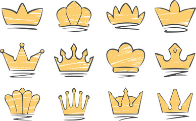 Crowns hand drawn illustration set