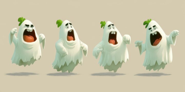 Animated ghostly figures in various poses.