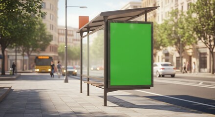 Green Advertisement at Bus Stop
