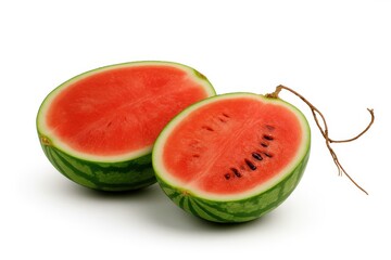 Halved Watermelon on White Background