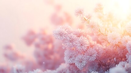 Sunset flowers, blooming garden, spring