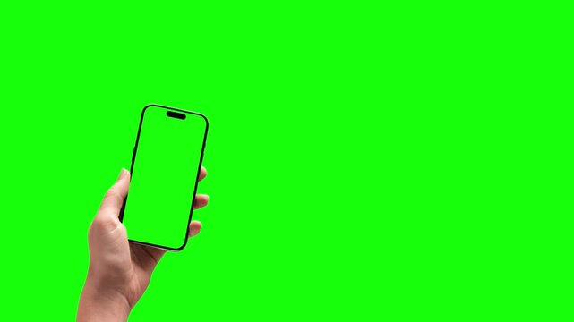 Finger touches phone screen with chroma key background

