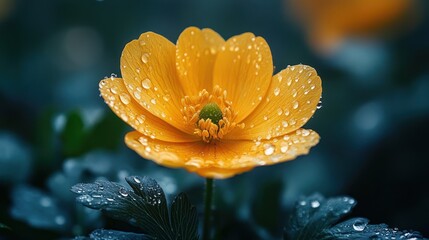 Vibrant, dew-kissed, orange flower
