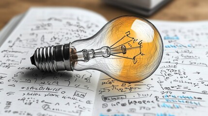 Illuminated idea on a notebook