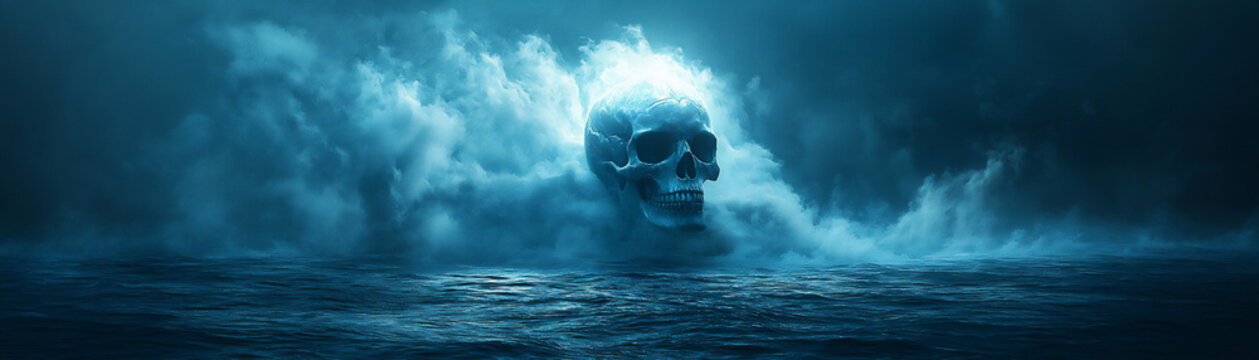a shining skull island in the dream sea