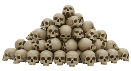 Pile of Human Skulls on Transparent Background