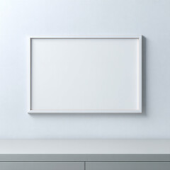 A clean white frame against a subtle textured wall, perfect for your art or designs.