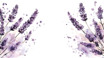 Close-up floral watercolor serene lavender botanical art in a tranquil nature scene