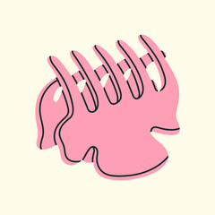 Vector illustration with pink hair claw clip, cute design. Perfect for fashion bloggers, beauty brands, hairstyle tutorials, product packaging, advertisements, and editorial layouts.
