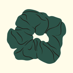 Vector illustration with a fabric-covered elastic hair tie, scrunchy. Ideal for blog posts, promotional material, social media content, and advertising campaigns focused on accessories and hairstyles