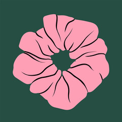 Vector illustration with scrunchy. A fabric-covered elastic hair tie. Ideal for blog posts, promotional material, social media content, and advertising campaigns focused on accessories and hairstyles