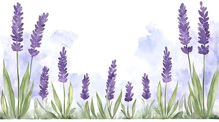 Vibrant lavender floral watercolor a calm artistic view of nature's garden landscape