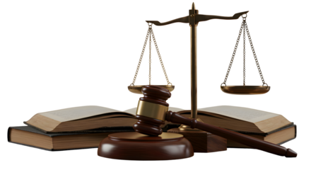 Gavel Scales of Justice Books Law Legal Theme on Transparent Background