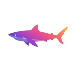 Fototapeta premium Gradient Colored Shark isolated on white, Marine Creature Design