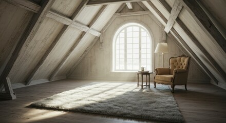 Fototapeta premium Attic Room with Warm Lighting