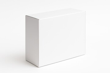 White Rectangular Cardboard Box in Three Quarter View with Smooth Surface and Professional Studio Lighting on Clean Isolated White Background in Ultra High Definition Detail