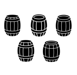 Wine wooden barrel icon silhouette vector illustration