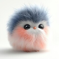 Obraz premium A cute fluffy bird with vibrant colors and large, expressive eyes, perfect for evoking joy and warmth. Copy space, Isolate on white background