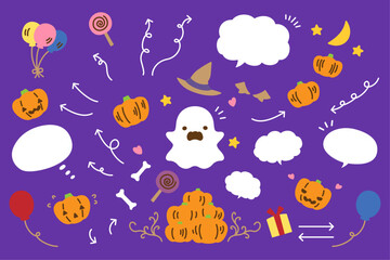 かわいいハロウインのイラストセット