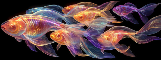 Obraz premium star-swarm ballet of cosmic fish