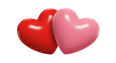 Obraz premium Two hearts intertwined, red and pink, symbolizing love and togetherness.