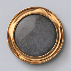 Obraz premium A detailed golden frame, elegantly crafted, set against a soft gray backdrop with a dark inner texture.