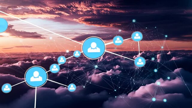 Sky-high connections, a network of people above the clouds