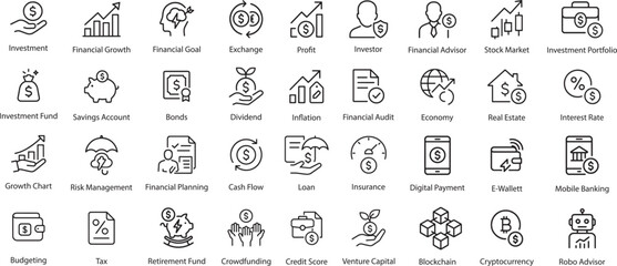 Financial and Investment Icons, Vector Illustration