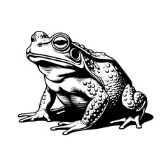 Black and White Frog Vector Illustration