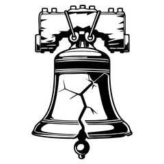Liberty Bell Black and White SVG Vector Outline