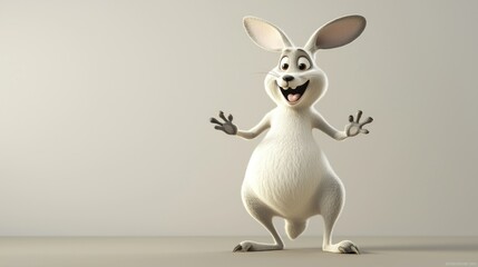 Obraz premium Cartoon rabbit posing against plain background