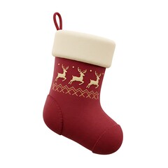 3D Red Christmas Stocking with Gold Reindeer