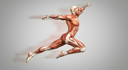 Naklejka premium Dynamic Representation of a Human Anatomy Figure in Motion Capturing Speed and Strength