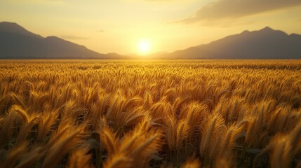 Obraz premium Golden wheat field at sunset (4)