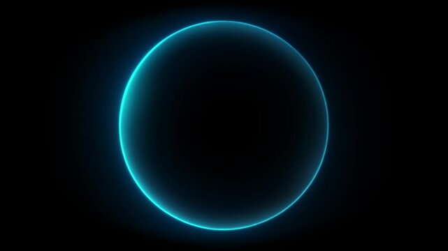 Abstract neon circle motion background for futuristic and technology-themed projects. Seamless loop video with glowing blue light effect on a dark backdrop. Ideal for motion graphics, visual effects