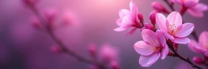 Fototapeta premium Delicate pink and purple blossoms, close-up view, flowers, garden, fresh