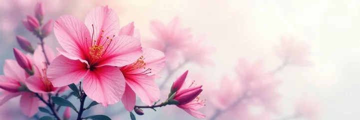 Wanddecoratie Azalea Delicate watercolor azalea painting, soft hues , bloom, white, azalea  © สุริยะ เสนากลาง